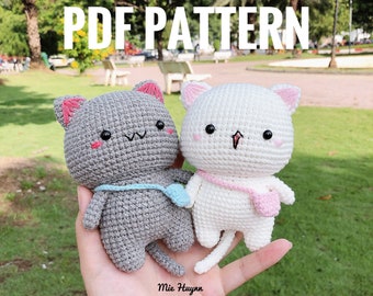 Crochet pattern - mochi peach and goma cat - pdf file - not finish doll