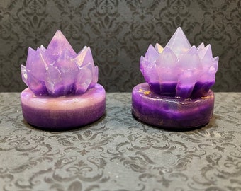 Handmade Lavender Amythyst Soap, Crystal soap, Geode Soap, Witchy soap bar