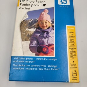 Geöffnete Box Versiegelt HP Inkjet Fotopapier Glanz 100 Blatt 4 x 6 Zoll Q6638AC