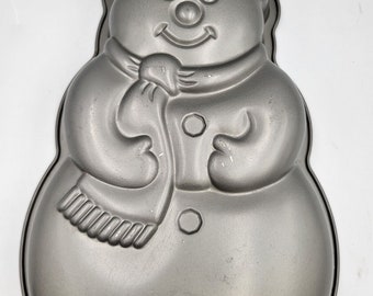 Vintage Merry Snowman Aluminum Cake Pan Mold - Gently Used