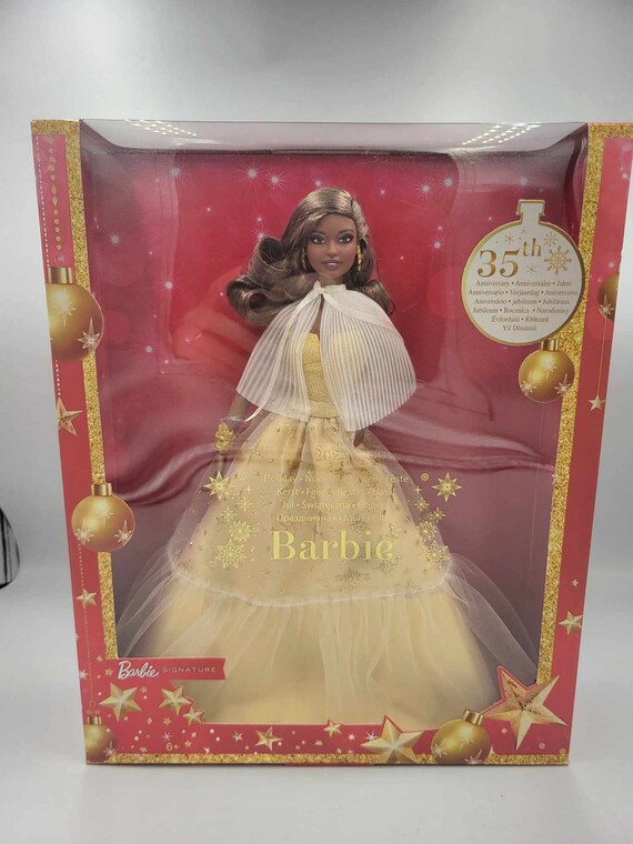 Sealed Barbie 2023 HOLIDAY DOLL Dark Brown Hair 35th Anniversary Authentic Etsy
