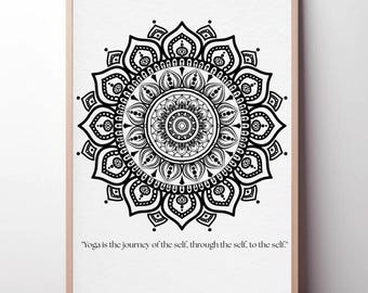 Mandala Wall Art, Boho Yoga Decor, Minimalist Spiritual Poster, Zen Home Print, Therapy Office Decor, Mindfulness Art, Instant download