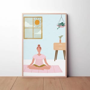 Printable Yoga Pose Poster with cat – Serenity in Motion | Mindfulness Wall Art for Yoga Studios, Meditation Spaces, and Yoga Studio Decor