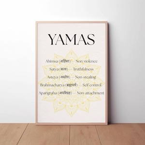 Yoga Studio Poster zum Ausdrucken: Yamas Wand Kunst, druckbares Yoga Asana Poster, Yoga druckbares Poster digitale Downloads, Yogi Geschenkidee