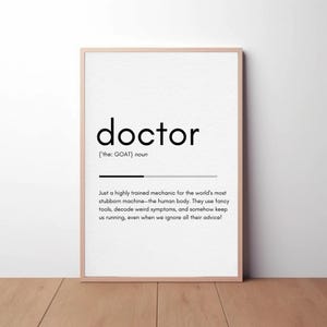 Doctor Definition Print, Doctor&#39;s Office Decor, Doctor&#39;s Day Gift Minimalist Typography Wall Art, Medical Clinic Printable Poster
