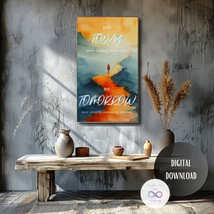 Motivational Wall Art Sunrise Sunset Wall Decor Self Motivation Poster Creative Wall Poster Orange Blue Wall Art Office Decor Inspirational zdjęcie 2