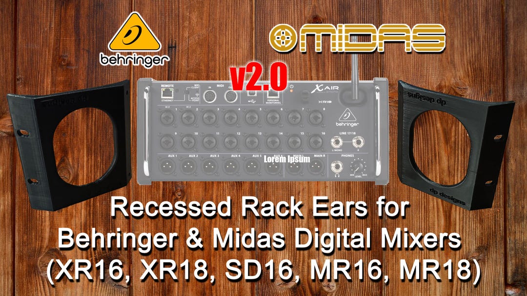 Xr18 Rack Build ABS Recessed Rack Ears V2.0 for Behringer Midas XR16 XR18 SD16 MR16 ...