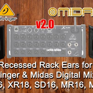 NEW V2.0 Recessed Rack Ears (pair) for Behringer & Midas Digital Mixers (XR16, XR18, SD16, MR16, MR18) ABS
