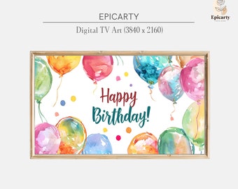 Watercolor Birthday Balloons Samsung Frame TV Art (Digital Download)