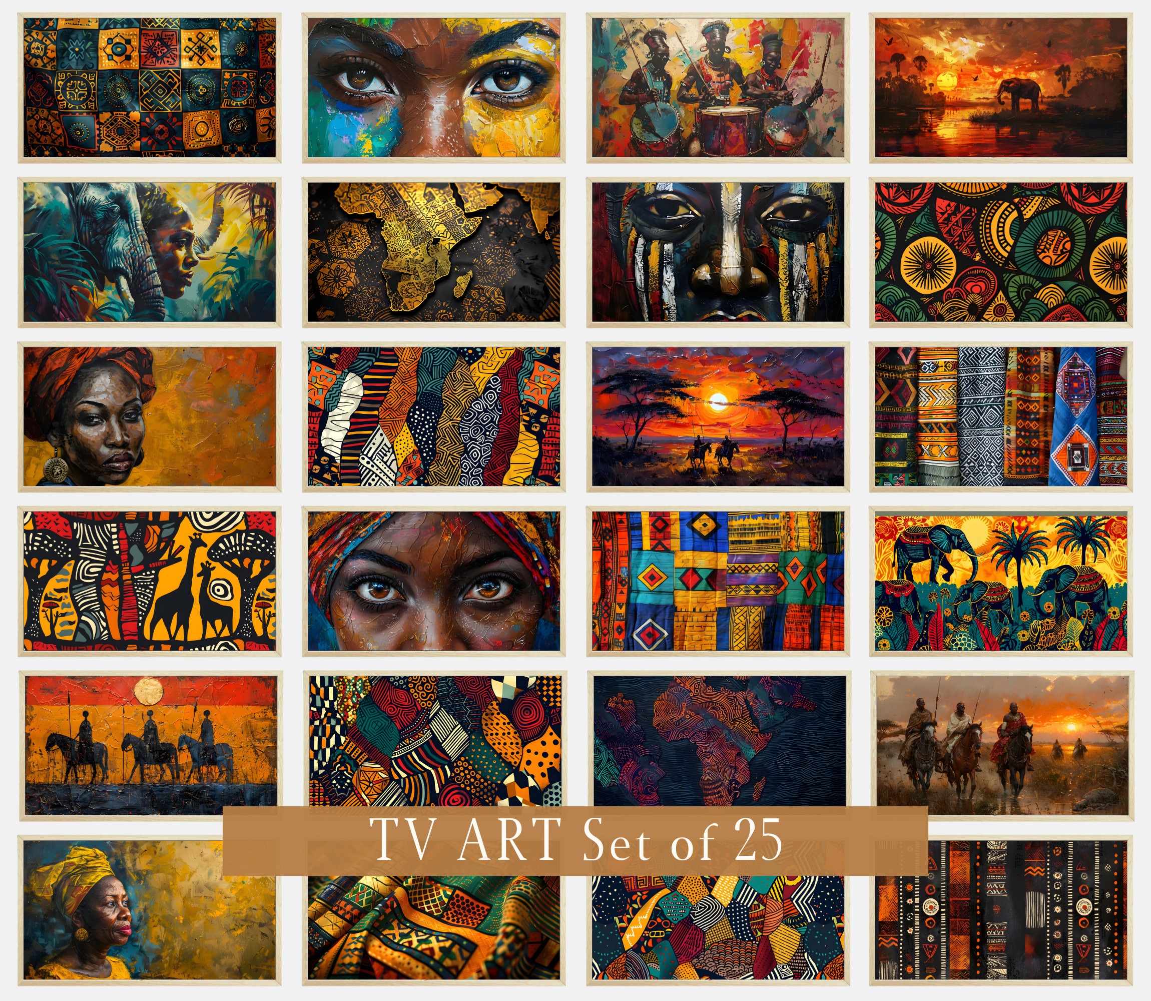 Set of 25 African Art frame tv art | Samsung frame tv art bundle | Black art tv collection | Digital download