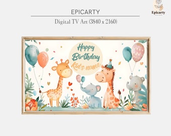 Personalized Jungle Animals Birthday Frame TV Art (Digital Download)
