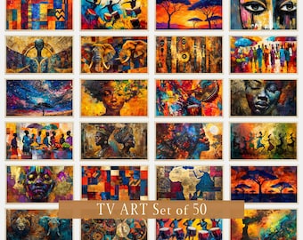 African Art Frame TV Set: Tribal & Abstract Designs (Digital Download, 50 JPGs)