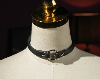 Leather Minimalist Necklace Collar Handcrafted Choker With O Ring