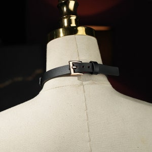 Leather Double Strap Choker Necklace Hand Made Goth Punk Collar image 3