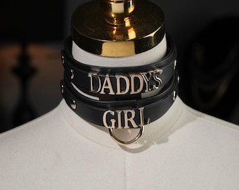 Customizable Leather Choker: &quot;Daddy&#39;s Girl&quot; Collar, Adjustable