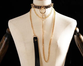Custom Name Choker Collar: Gold Letter Leather Cosplay Necklace