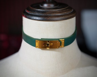 Handmade Genuine Leather Choker Collar With Lock Available With Different Leather Colors