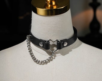 Personalisierte Leder Herz Choker für Frauen, mit Einzelkette Mehr Farbe