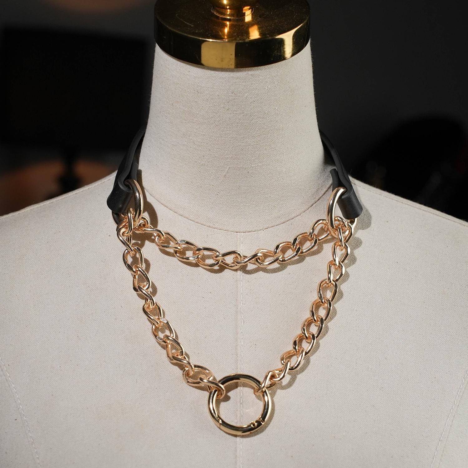 Lock Collar Slip Chain Choker Necklace With O-ring Handmade