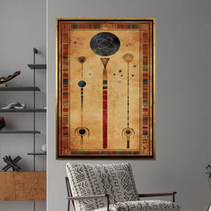 Egyptian Cosmic Symbols Canvas – Ancient Hieroglyphic Art, Spiritual Wall Decor, Ready to Hang Egyptian Print, Unique Gift Idea