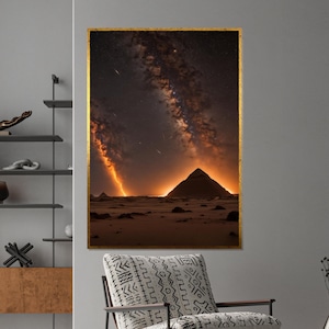 Milchstraßenpyramide, Sternenhimmel Leinwand, altes Ägypten Kunst, Kunst auf Leinwand, fertig zum Aufhängen