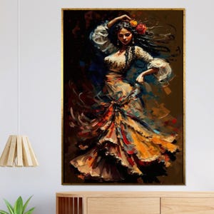 Elegant Flamenco Dancer Canvas, Colorful Dress Art, Spanish Dance Wall Print, Wall Art Canvas Design, Ready To Hang Decor