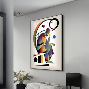 Colorful Sitting Man Canvas – Vibrant Surreal Wall Art, Bold Home Decor Piece, Unique Handmade Gift for Modern Art Lovers