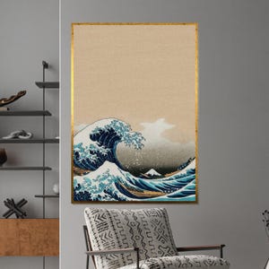 Arte en lienzo de la Gran Ola, impresión icónica de olas japonesas, póster oceánico, diseño de lienzo para pared, decoración del hogar lista para colgar