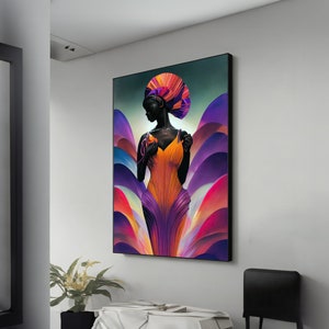 Sexy African Woman Art – Vibrant Ethnic Girl Painting, Bold Cultural Wall Decor, Handmade Canvas & Unique Gift for Home
