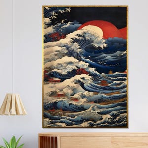 Great Wave Art Canvas, Japanese Wave Print, Ocean Wave Poster, Wall Art Canvas Design, Ready to Hang Decoration