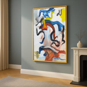 Abstract Modern Canvas Wall Art, Colorful Expressionist Painting, Contemporary Brush Stroke Decor, Vibrant Home Decoration, Ready to Hang,