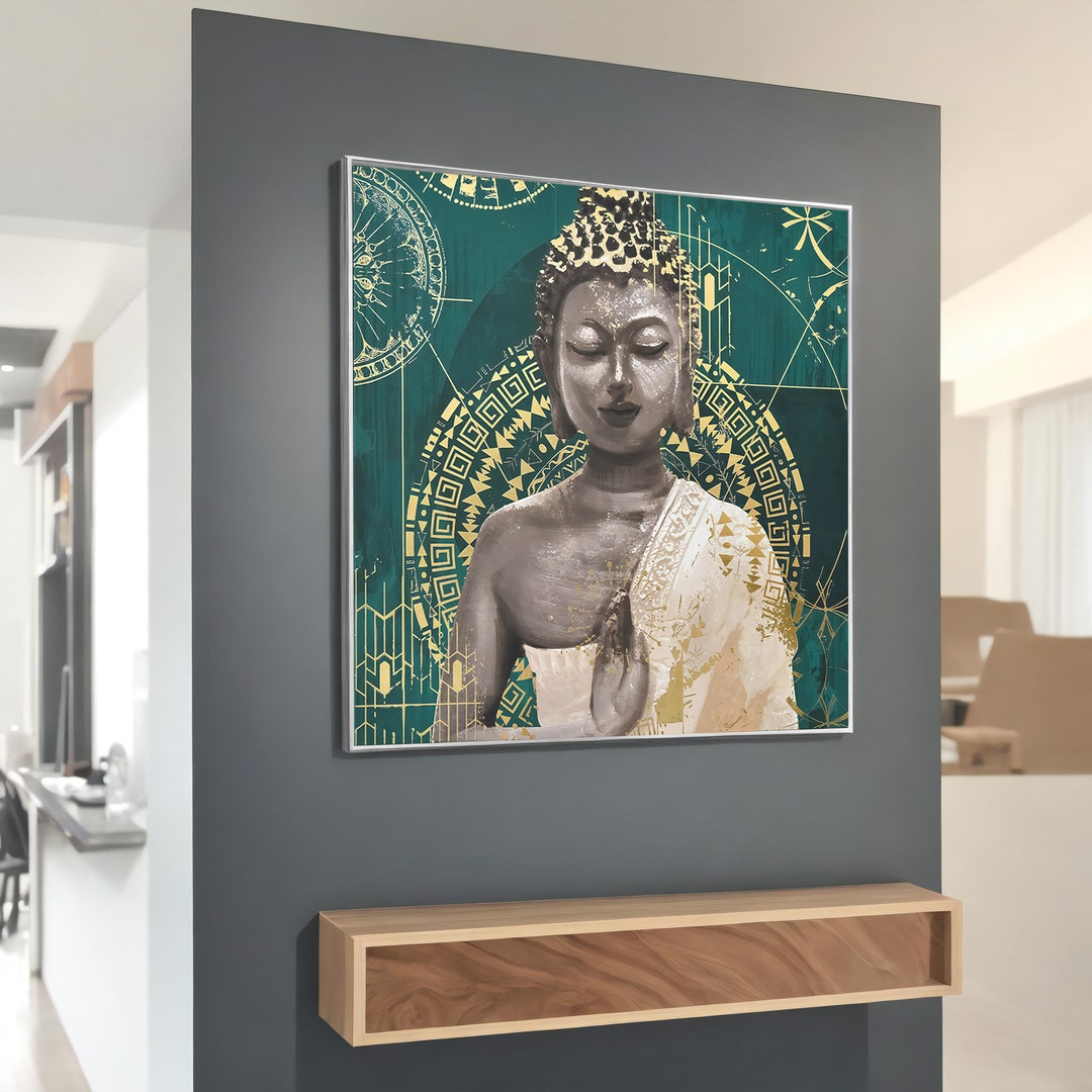 Meditation Buddha Canvas Painting - Zen Yoga Wall Art, Modern Asian ...