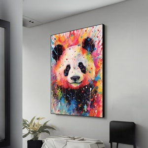 Cute Panda Canvas, Hand-Painted Animal Art, Nursery Wall Decor, Baby Shower Gift, Adorable Panda Portrait