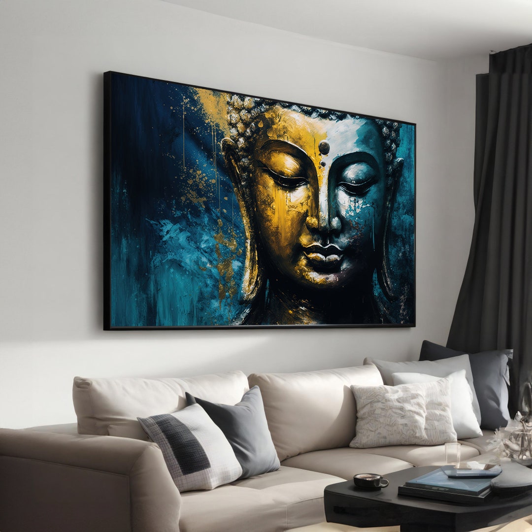 Colorful Gautam Buddha Canvas Painting, Zen Asian Wall Art for Yoga ...