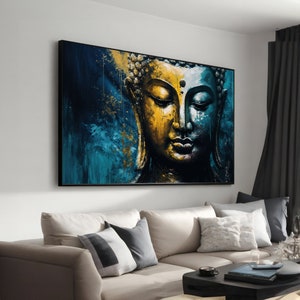 Colorful Gautam Buddha Canvas Painting - Zen Asian Wall Art for Yoga, Meditation Decor & Spiritual Gift for Mindful Spaces