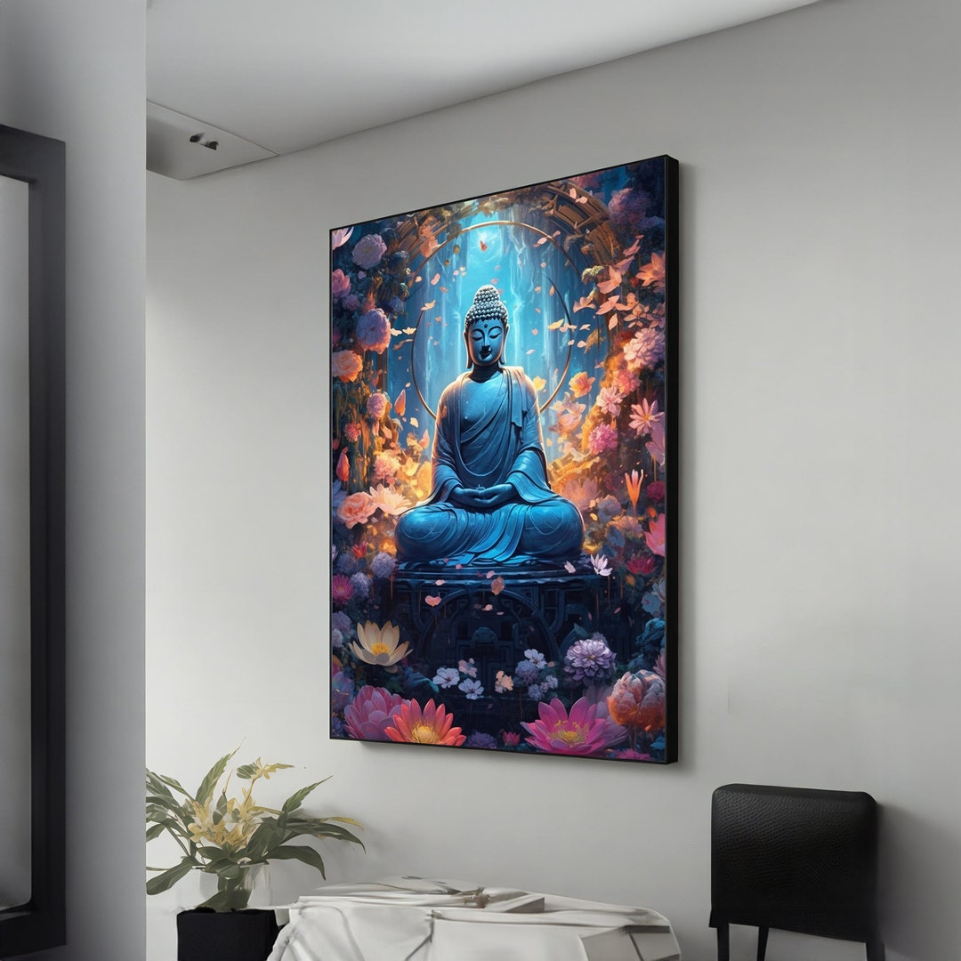 Buddha Garden Flowers Canvas - Zen Yoga Wall Art, Peaceful Home Decor ...
