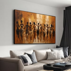 African Women Dancing Canvas Painting, Vibrant Ethnic Wall Art, Perfect Gift for Music Lovers