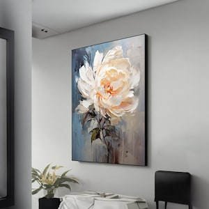 White Peony Flower Canvas Art - Elegant Home Paintings for Sophisticated Wall Decor, Perfect Housewarming Gift
