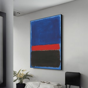 Blue Black and Red Stripes Mark Rothko - Abstract Expressionist Canvas Art - Modern Wall Decor - Minimalist Art Gift