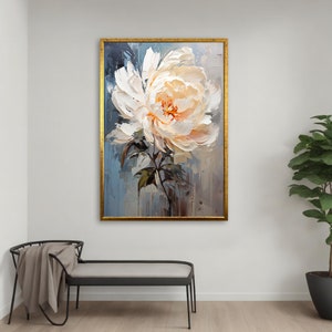 Elegant White Peony Canvas Art – Sophisticated Wall Decor & Perfect Housewarming Gift for Stylish Homes