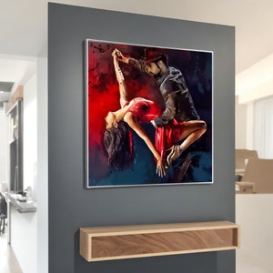 Couples in Love Dancing Tango Painting - Romantic Dance Wall Art for Home Decor - Perfect Valentine&#39;s Day Gift