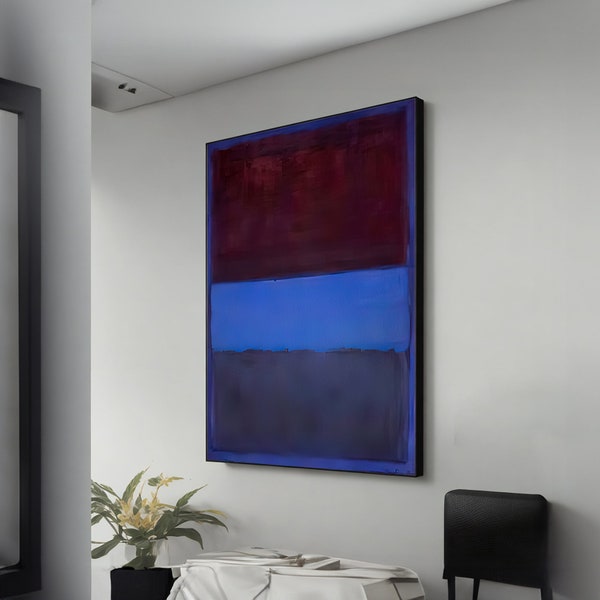Blue Mix Mark Rothko Inspired Canvas Art - Modern Minimalist Abstract Wall Decor for Home