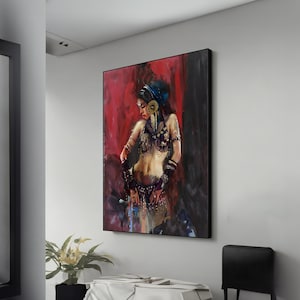 Cuadro en lienzo de una bailarina de flamenco: cautivador arte mural de danza española para amantes de la música, regalo perfecto para aficionados a la danza y el arte.