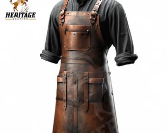 Brown Leather Apron: Handmade Crazy Horse Style Work Apron