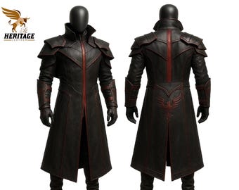Trench in vera pelle marrone da uomo, giacca lunga in vera pelle di vacchetta, costume da cosplay per Halloween