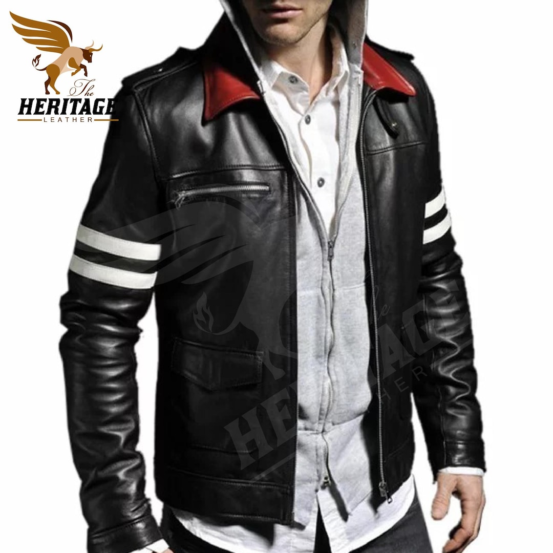 ジャケット・アウター for ALEX Alex Mercer Inspired Leather Jacket: Embroidered Cowhide Biker