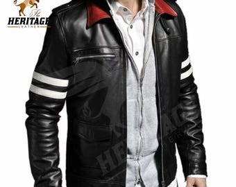 Alex Mercer Inspired Leather Jacket: Embroidered Cowhide Biker Jacket