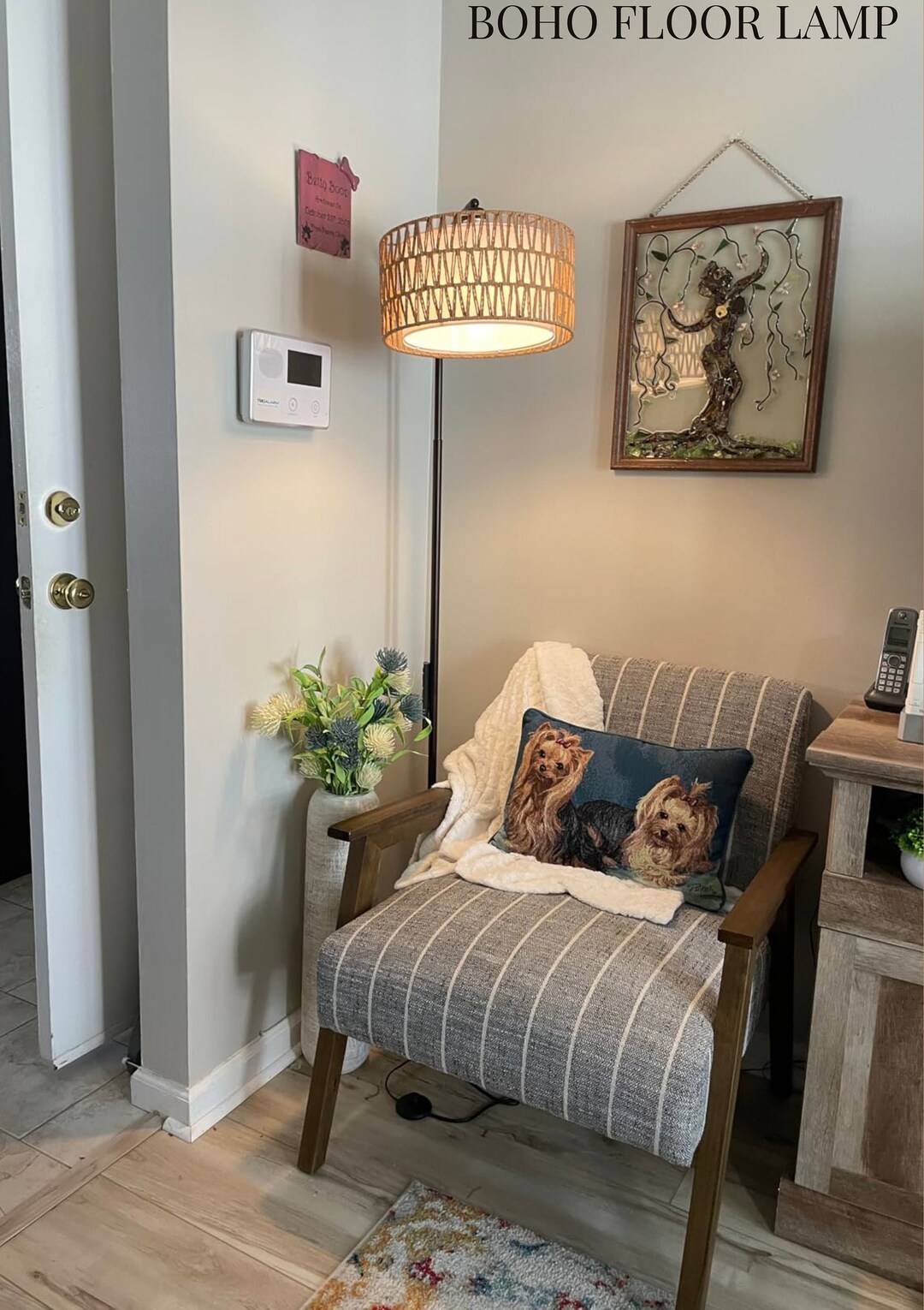 thumbnail interactive-video image 1 of Boho Standing Tall Lamps With Foot Switch, Boho Floor Lamp With... 1 of 12