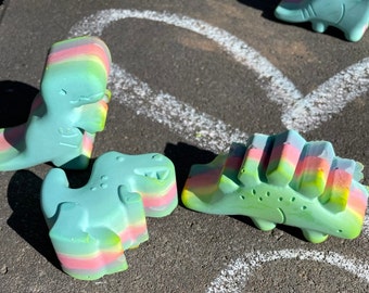 bunte REGENBOGEN Straßenmalkreide Dinosaurier,Dino Malkreiden Straßenkreiden Einschulung Mottogeburtstag , Dinokreide Dinomotiv 7stk