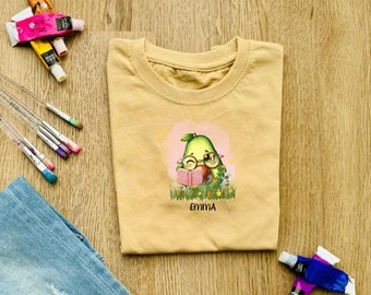 Avocado Tshirt, Avocado Namens T-Shirt,Avocado Kinder T-Shirt,süßes Avocado,Avocado Motiv, Schlauberger, Bücherwurm, Einschulung, Avocadofan